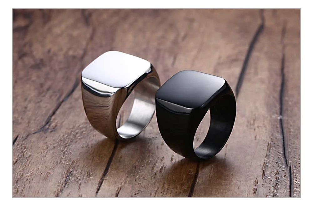 Vnox 18mm Signet Zodiac Signs Ring For Men Women,